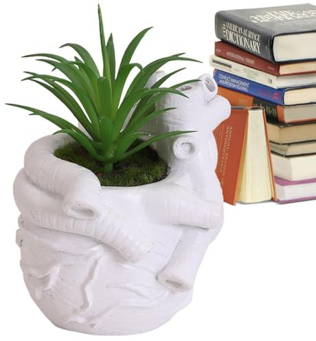 Blumentopf in Herzform | Kunstharz-Sukkulententopf – Schreibtisch-Pflanzgefäß für Pflanzen, Sukkulenten, Blumen, Pflanzenbehälter, Schreibtisch-Tischdekoration, dekorativer Übertopf Zorq