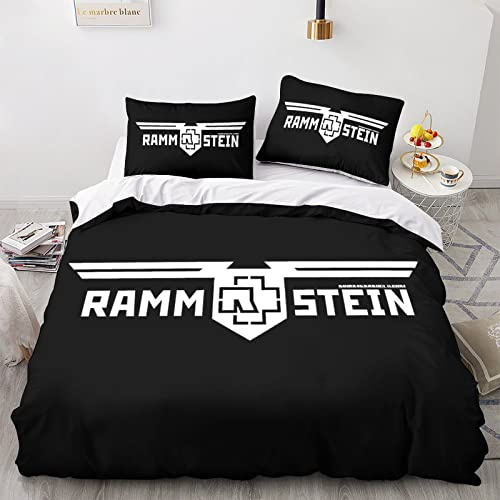 Shaari 3D Drucken Band Bettwäsche Set 155x220,Microfaser Einzelbett 1 Bettbezug Mit Reißverschluss + 2 Kissenbezüge 80x80