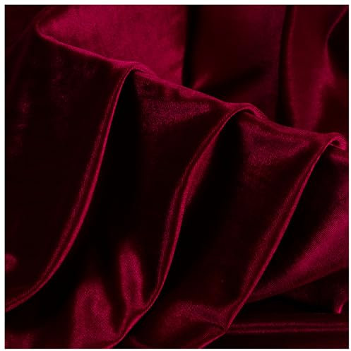 155cm Breit Samt Stoff Glänzender Stretchsamt Weinrot für Möbel Sofa Kostümstoff Vorhänge Polsterstoff Möbel Sitzbezug Dekostoff Kleid Bekleidung(Size:155x300cm,Color:Weinrot)