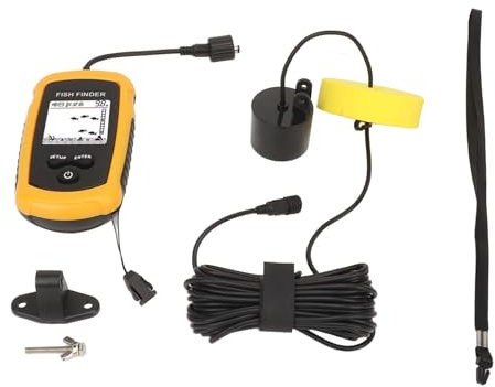 Tragbarer Fisch-Tiefenmesser mit LCD-Display, Tragbarer Fischfinder mit Sonar-Geber, Wassertiefenerkennungsbereich 1–100 M, Zum Angeln, Alarm für Fischschulen