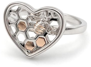 Clogau Gold Honey Bee Honeycomb Heart Ring Size O
