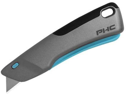 PHC Victa Smart-retract | sicheres, robustes Cuttermesser mit Stahlklinge | Profi Sicherheitsmesser | robustes Metallgehäuse mit Zangengriff | vollautomatischer Klingenrückzug | Industrie & Lager