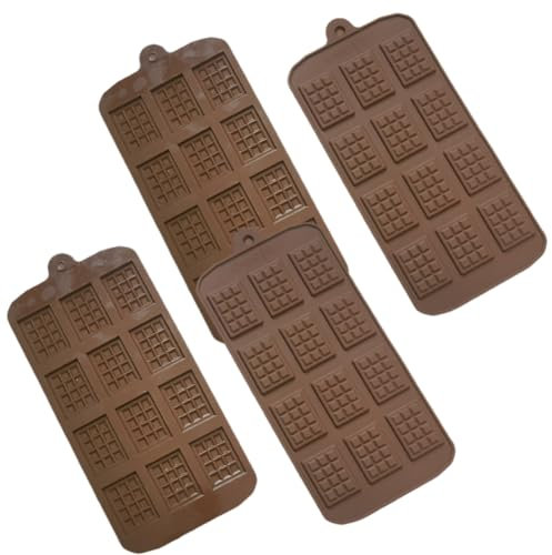 4 Piezas Moldes de Chocolate,Molde de Silicona para Tableta de Chocolates,Moldes para Barra de Chocolate,Antiadherente 12 Cavidades Mini Moldes para DIY Dulces Gofres Caramelos Pudín