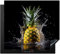 KitchenYeah© Herdabdeckplatte Einteilig Induktionsmatte Küche Abdeckung Ceranfeld Herd Abdeckplatte Deko Vinyl Matte Aufrollbar Ananas - Frucht - Wasser - Gemüse - Schwarz - 60x52 cm