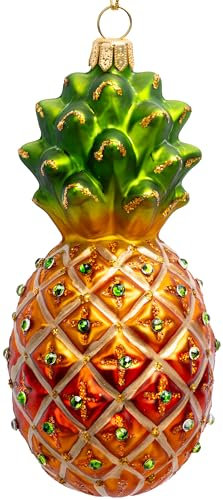 SIKORA Bijou Ananas besondere Weihnachtskugel Glas Christbaumschmuck Deko Figur Weihnachten Anhänger Ornament - Meisterstücke - BS766