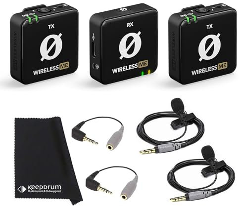 Rode Wireless ME Dual Microfono Sistema Radio + 2 X Smartlav+ Microfono + 2 X Adattatore SC3 + panno in microfibra Keepdrum