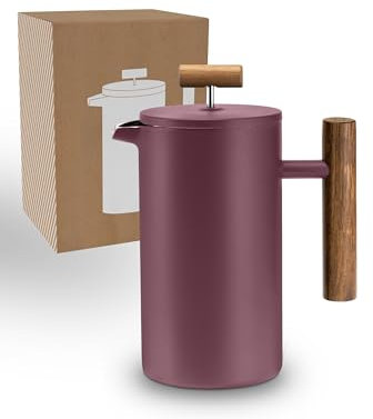 Lambda Coffee® Thermo French Press Edelstahl I 3 Größen erhältlich I Kaffeebereiter aus Edelstahl | Doppelwandig: Hält lange Warm I Kaffeezubereiter | Kaffeepresse (Rot, 0,6l (3 Tassen))