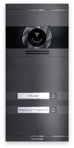 Metzler Türsprechanlage mit Kamera, Türstation 2-Draht, Zweifamilienhaus | Eisenglimmer DB 703, Video Türklingel 146° mit Nachtsicht, beleuchtetes Namensschild, Anschluss für Türöffner, VDM10