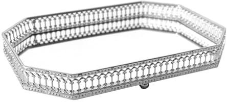 Spiegeltablett, römischer Stil, elegantes Design, Schminktisch-Tablett, Glas-Tablett, Schmuckaufbewahrung, Make-up-Tablett für Schminktisch, Schlafzimmer, Heimdekoration (Typ 8)