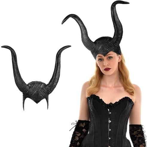 AYBUY Halloween Damen Königin Hörner, Karneval Königin Hörner Kopfbedeckung, Teufel Hörner Haarreifen, Kopfschmuck Damen für böse, Gothic, Dekoration, Halloween, Cosplay, Mädchen, Karneval