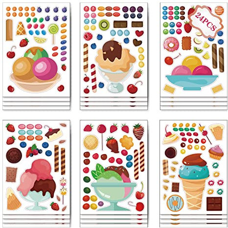 24 x Eiscreme-Aufkleber für Kinder, Mädchen, Schreibtisch-Aufkleber, MAO-Aufkleber, lassen Sie Ihrer Fantasie freien Lauf