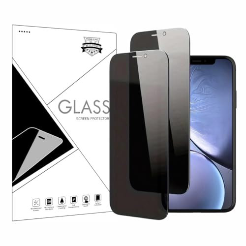 Wei Tech Tempered Glass Screen Protector with Privacy Screen for iPhone XR/11, 6.1 Inch - 9H Hardness, Anti-Sight, Ultra HD, Anti-Fingerprint, Edge-to-Edge, Scratch-Resistant, Bubble-Free, Pack of 2