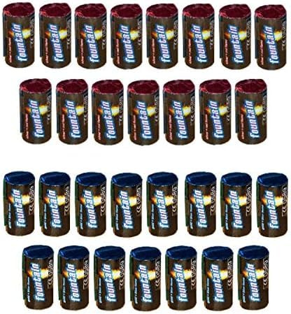 h2i Mini Vulkan | 30 St. | +/- 20 sek | Outdoor Leuchtfontäne mit silber rot & blauem Funkenregen für Silvester, Halloween & Partys | Kinder & Jugendfeuerwerk | i | Ganzjahresfeuerwerk Kat 1