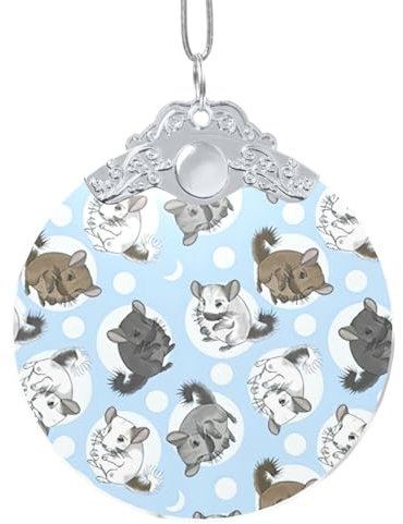 BBEXJIGY Blauer Chinchilla-Mond-Glas-Kreis-Anhänger, Weihnachtsbaumschmuck, festlich, Zuhause, Büro, einzigartige Feiertagsdekoration