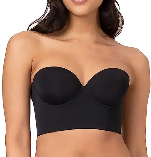 Women's Strapless Half Cup Seamless Sexy Up Bra Look An, black, Z
