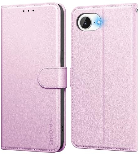 SineOrdo Coque Compatible avec iPhone 16e Coques, Étui iPhone 16e Housse Clapet Protection Pochette Antichoc Rabat Case - Or Rose
