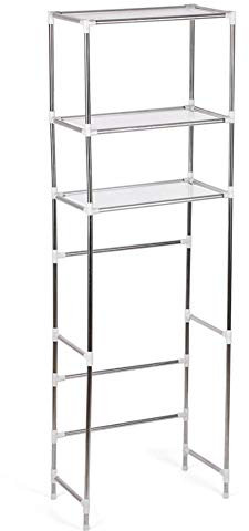Spacnana Estante de 3 Niveles sobre Lavadora, Lavandería e Inodoro, Estante de Almacenamiento, Organizador de Baño con Poste de Acero Inoxidable (Soporte para Inodoro de Tres Capas Alto