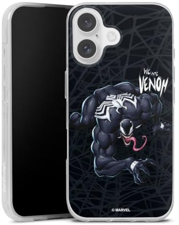 Silikon Hülle kompatibel mit Apple iPhone 16 Case transparent Handyhülle Marvel Venom Spider-Man