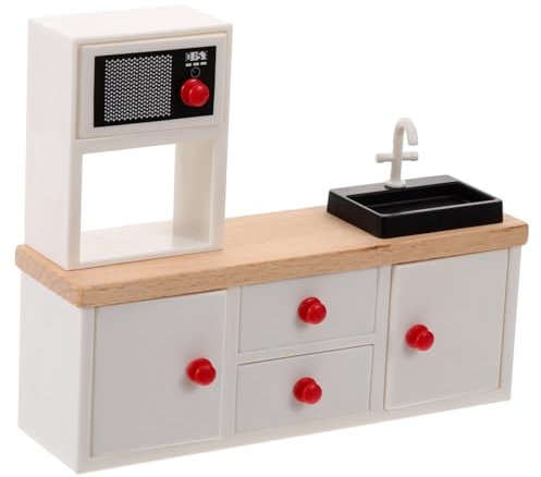PHENOFICE Miniatur-küchenspüle Aus Holz Für Puppenhaus Maßstab Spüle Mit Schrank Puppenhausmöbel Und Zubehör Realistisch Geformt Für Modell-Haus-Dekoration
