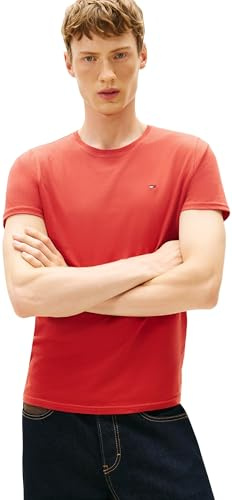 Tommy Jeans Herren T-Shirt Kurzarm TJM Original Slim Fit, Rot (Terracotta Red), XL