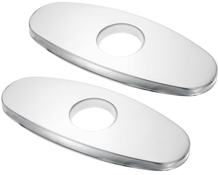 sourcing map 2Pcs Faucet Hole Cover, 5.51 Stainless Steel Deck Plate Escutcheon Plumbing Cover Plate for Bathroom Kitchen Pull Down Faucets, Silver