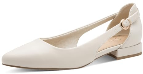 Marco Tozzi Damen Ballerinas weiches Feel Me Fußbett weiches Innenfutter Vegan Spitz, beige (Cream), 40 EU