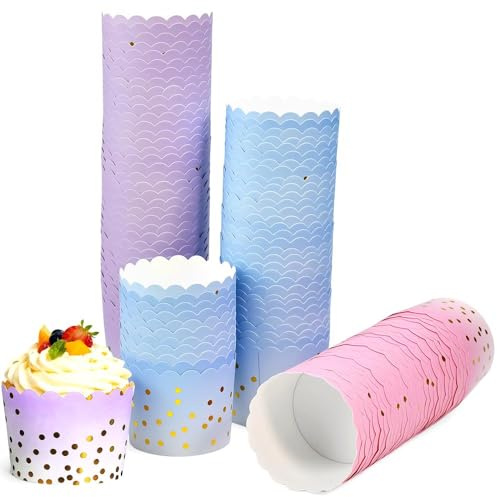 Zuxbolf 150 Stk Muffinförmchen Papier Cupcake Förmchen 7x6x5.5cm Cupcake Wrapper Mini Muffin Papierförmchen Backbecher Papierkuchen Backpapierbecher zum Backen Kuchen für Geburtstage,Hochzeiten,Party