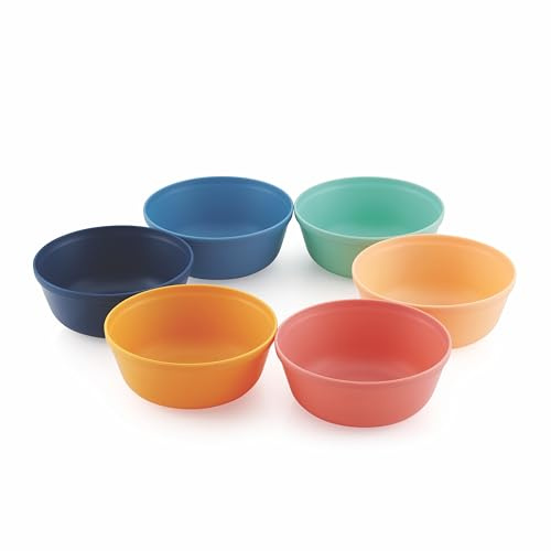MASTERCOOK Set di ciotole in plastica da 6 – 425 ml multiuso piatti fondi, insalata e pasta, ideali per casa, bambini, feste – ciotola impilabile per cucina – senza BPA e per uso alimentare – colori