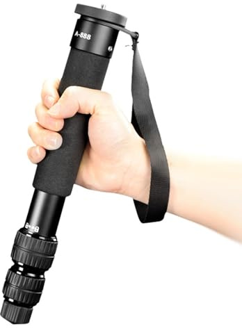 SENECESLI Extendable Camera Monopod, 61 Zoll Reise Video Monopod Pole mit 1/4 '' und 3/8 '' Schraubenadaptern für DSLRS Camcorder, Armbandband