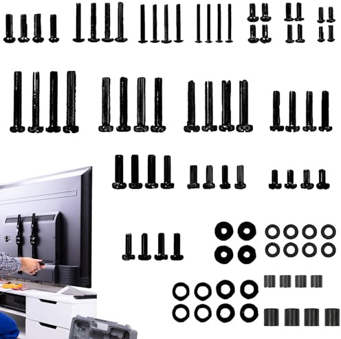 TV Mount Screws Kit | 84 Pieces Universal Wall Screw | Stainless Steel Washers and Spacers kits for Holiday Birthday Party Hotel Offices Home Room Dormitory