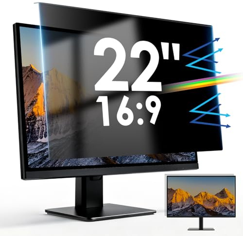 LAMA 22 Inch Removable Hanging Computer Privacy Screen Filter, 16:9 Universal Easy Installation Widescreen Monitor Protector, WxH: 490 x 317mm, Anti-Blue Light, Anti-Glare, Anti-UV