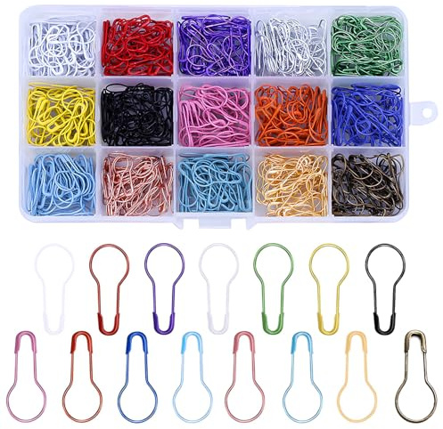 iJiZuo 450 STK Birne Pins, 15 Farben Calabash Pin Metall | Maschenmarkierer, Mehrfarbige Metall Pins für Kunsthandwerk, Safety Pins für DIY Fertigkeit Herstellung und Kleidung
