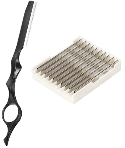 Haar Styling Rasiermesser, Haarstyling Friseur Effilierrasierer mit 10 Klingen, Effilierrasierer Friseur aus Edelstahl und Schichten der Haare, Federstyling Rasierer, Leicht und Ergonomisch