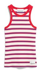 ARMEDANGELS Damen RIPP-Top aus Bio-Baumwoll Mix KANITAA Stripes Fitted Light Oatmilk-Mars Red-Dynamo Blue S