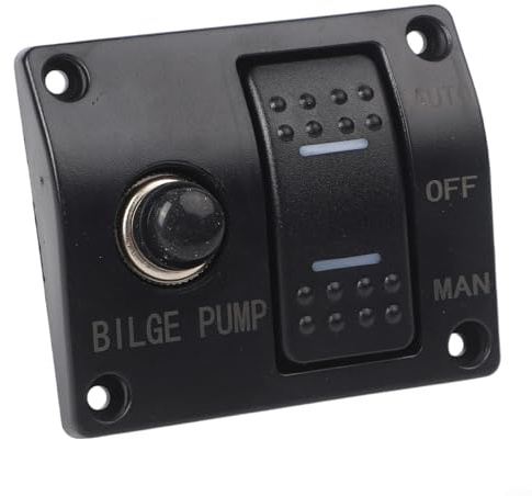 Marine Panel Schalter 12V Bilgepumpe Automatische Schwimmersteuerung mit eingebauter Sicherung und beleuchtetem 3-Positionenschalter für Boote, schwarz