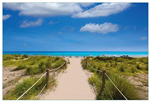 Wallario Küchenrückwand selbstklebend 90 x 60 cm, Motiv: Sandweg zum blauen Meer mit blauem Himmel | Spritzschutz abwischbar & pflegeleicht