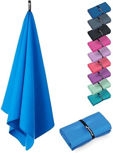 Fit-Flip Microfaser Handtücher - kompakt und leicht - Mikrofaser Handtuch schnelltrocknend - als Reisehandtuch, Sporthandtuch, Strandtuch - Badetuch groß (1x 120x60cm, Sky Blau)