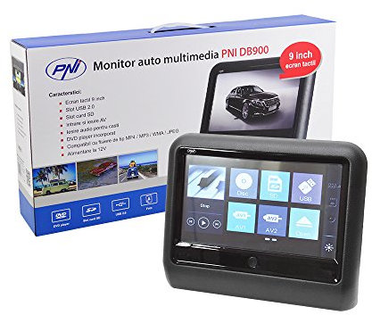 22,9 cm Têtière, Appuie-tête Moniteur PNI DB900 DVD, lecteurs multimédia pour Voiture, Emplacement pour Carte SD, Port USB, transmetteur FM