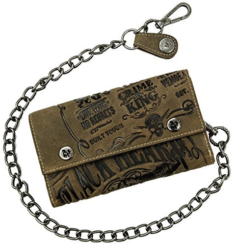 JACK'S INN 54 Kollektion Black Bourbon - Geldbörse aus Rindleder Brandy Echtleder Vintage Prägedruck
