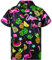King Kameha Funky Hawaii-Hemd, Herren, Kurzarm, Flamingo-Melon, Schwarz, 5XL