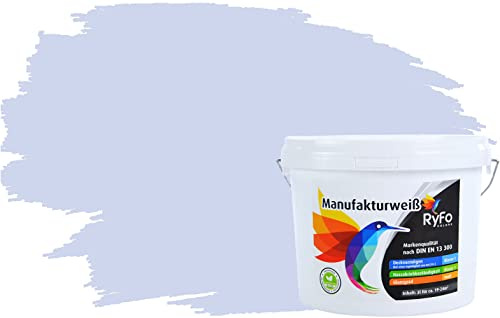 RyFo Colors Bunte Wandfarbe Manufakturweiß Lavendel 3l - weitere Violett Farbtöne und Größen erhältlich, Deckkraft Klasse 1, Nassabrieb Klasse 1