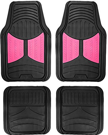 FH Group Auto-Fußmatten, strapazierfähige Gummi-Fußmatten, universelle Passform, Komplettset, wetterfest, zuschneidbar für die meisten Autos, Limousinen, SUVs und Trucks, Monster Eye, Rosa