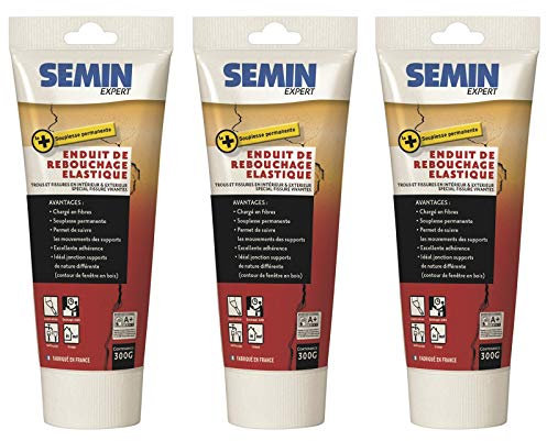 Semin Enduit de Rebouchage Élastique Fibrelastic - Fibre de Verre pour Fissures Vivantes - Extérieur - Tube de 300 g (Lot de 3)