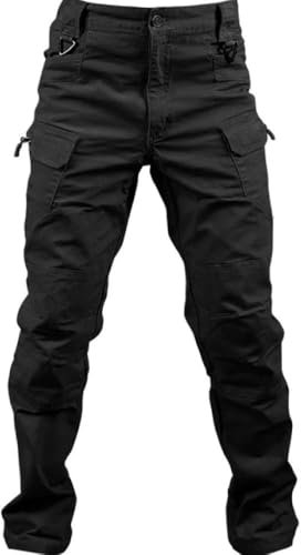 Loeay Pantalón de Carga Regular para Hombre Pantalón de Trabajo de Combate Militar Pantalones tácticos Militares Ocasionales Pantalones con múltiples Bolsillos para Caminar Negro M