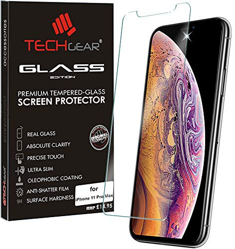 TECHGEAR GLASS Edition for iPhone 11 Pro Max, Tempered Glass Screen Protector Cover [2.5D Round Edge] [9H Hardness] [Crystal Clarity] [Scratch-Resistant] [No-Bubble]