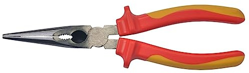 SW-Stahl 41909L VDE Spitzzange 200 mm - 1000V Telefonzange gerade | Feinmechanik Elektriker Zange nach DIN EN/IEC 60900 - Mit 2-Komponenten-Griff - GS-geprüftes Profi-Handwerkzeug