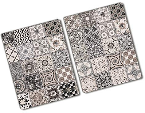 Tulup Tagliere Vetro Temperato - 2x40x52cm - Copri Piano Cottura - Piastrelle Di Ceramica