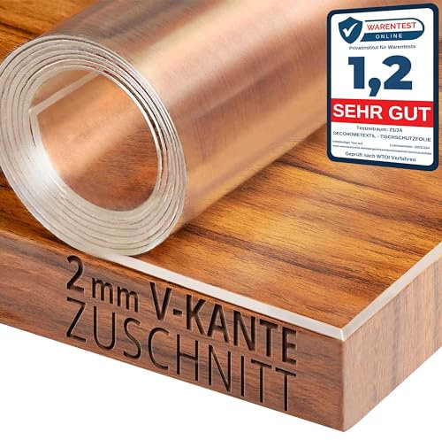 Transparente Folie 2mm abgeschrägte V Kante, glasklar und Hochglanz Schutzfolie Tischschutz Tischdecke Größe wählbar Rund 130 cm Schutztischdecke