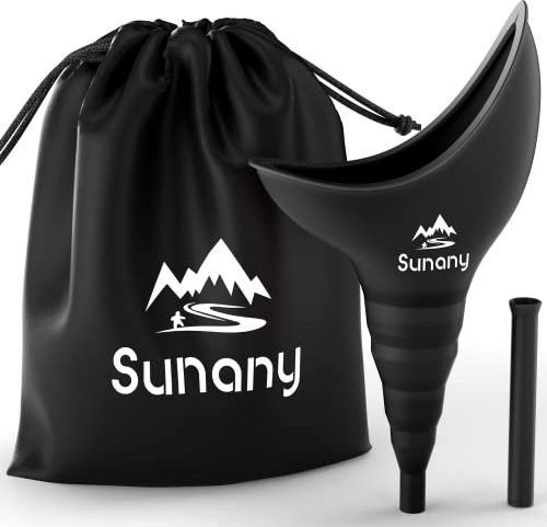 Sunany Urinoir Femme,Urinoir Femelle à Entonnoir en Silicone, Portable pour Pipi Debout Femme,Réutilisable Urinaux Toilette Féminine, pour en Plein air, Activités, Camping,Voyage(Noir)