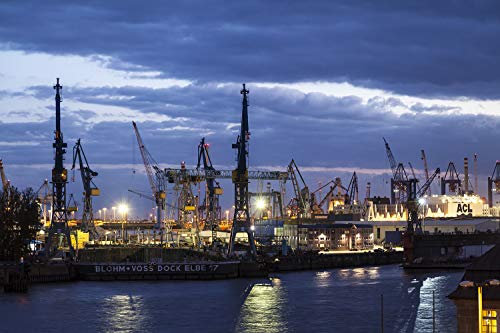Hochwertige Fototapete - Containerhafen in Hamburg I Selbstklebende Vlies-Fototapete (250 x 166 cm) - Made in Germany